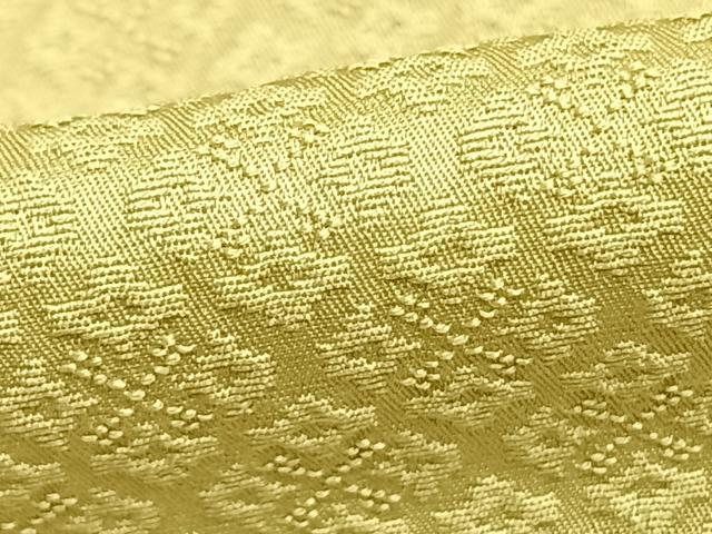 平和屋着物▽上質な色無地 単衣 吉祥地紋 枯草色 正絹 逸品