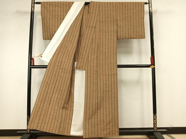 平和屋着物▽上質な紬　単衣　格子　正絹　逸品　AAAZ9439fy 平和屋着物▽上質な紬 単衣 格子 正絹 逸品 AABG7771jh 【公式通販】