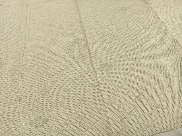 平和屋着物▽本塩沢 単衣 110亀甲 幾何学花文 正絹 逸品