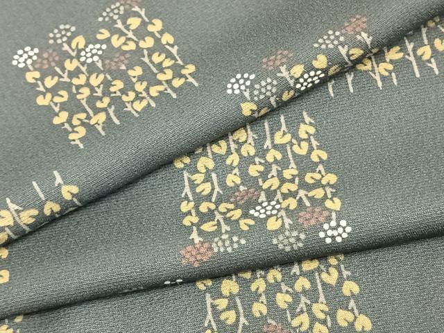 平和屋着物▽上質な小紋　単衣　草花文　正絹　逸品　AAAZ1694fy