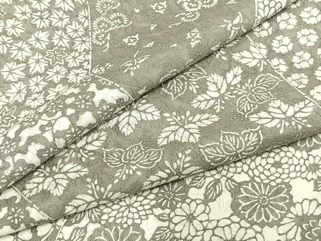 平和屋着物▽上質な小紋　単衣　切嵌花文　正絹　逸品　AAAZ1701fy