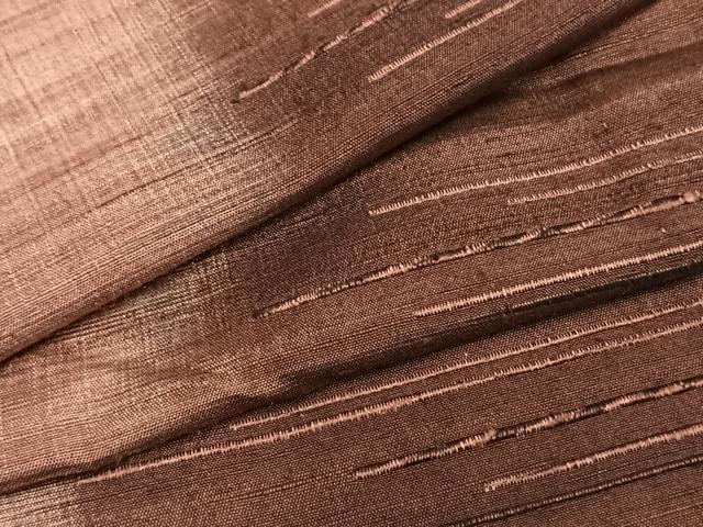 平和屋着物▽上質な紬　単衣　横縞　正絹　逸品　未使用　AAAZ1715fy