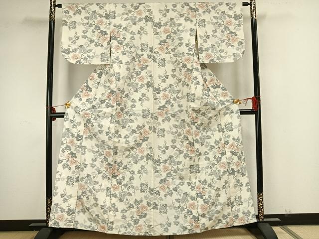 平和屋着物▽上質な紬 単衣 葡萄文 正絹 逸品 AAAZ1730fy