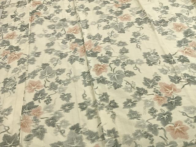 平和屋着物▽上質な紬 単衣 葡萄文 正絹 逸品 AAAZ1730fy