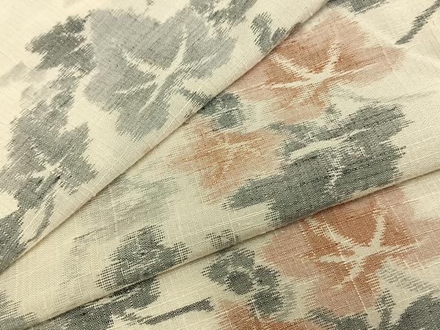 平和屋着物▽上質な紬　単衣　葡萄文　正絹　逸品　AAAZ1730fy