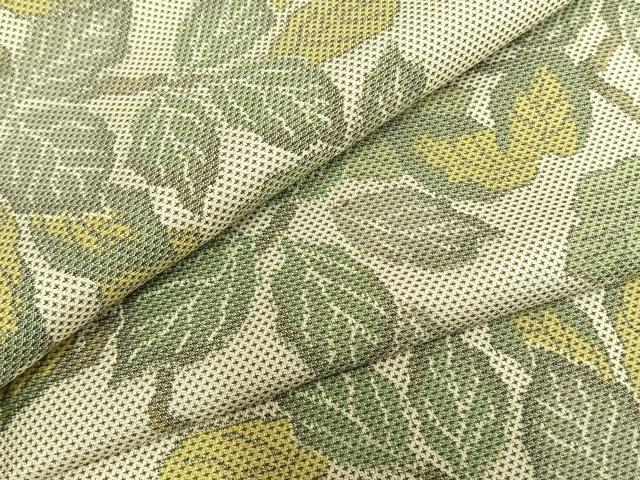 平和屋着物▽お召　単衣　枝葉文　正絹　逸品　AAAZ1731fy