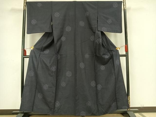 平和屋着物▽上質な紬　単衣　吉祥花文　正絹　逸品　AAAZ1733fy 平和屋着物▽上質な紬 単衣 吉祥花文 正絹 逸品 AAAZ1733fy