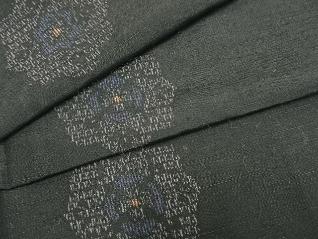 平和屋着物▽上質な紬　単衣　吉祥花文　正絹　逸品　AAAZ1733fy