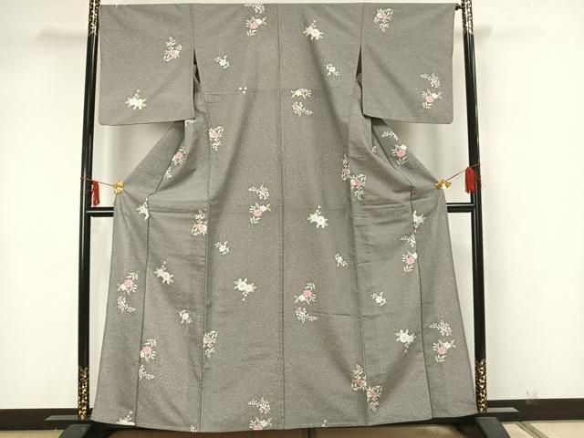 平和屋着物▽小紋　単衣　草花文　洗える着物　AAAZ1735fy 平和屋着物▽小紋 単衣 草花文 洗える着物 AAAZ1735fy