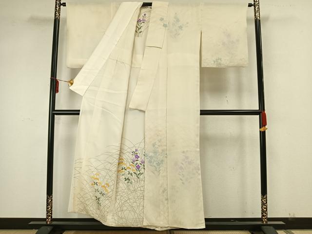 平和屋着物▽訪問着 無双 紗袷 紗×紗 手描き 葡萄文 金彩