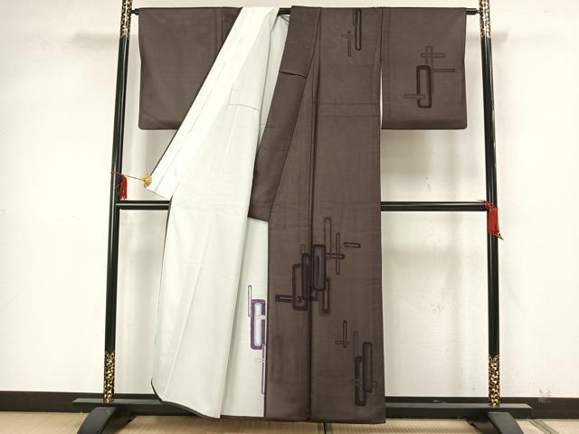平和屋着物▽訪問着　無双　紗袷　紗×絽　幾何学文　正絹　逸品　AAAZ1738fy_1