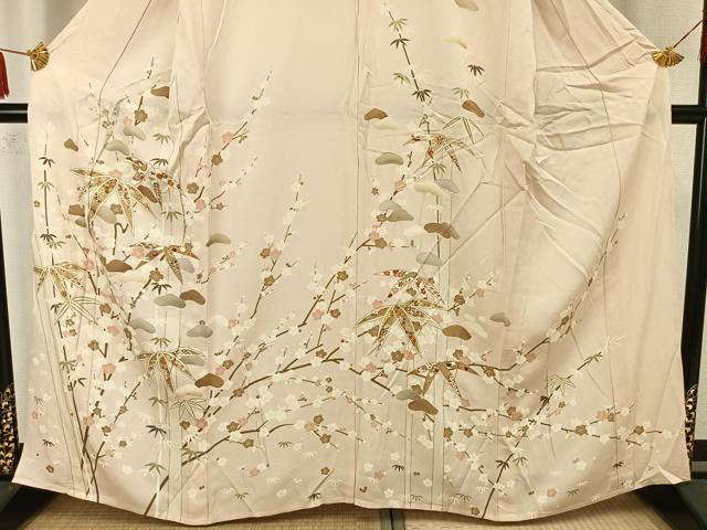 平和屋着物▽訪問着　単衣　駒刺繍　松竹梅　金彩　正絹　逸品　AAAZ1740fy 平和屋着物▽訪問着 単衣 駒刺繍 松竹梅 金彩 正絹 逸品 AAAZ1740fyの