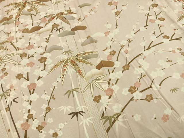 平和屋着物▽訪問着　単衣　駒刺繍　松竹梅　金彩　正絹　逸品　AAAZ1740fy 平和屋着物▽訪問着 単衣 駒刺繍 松竹梅 金彩 正絹 逸品 AAAZ1740fyの