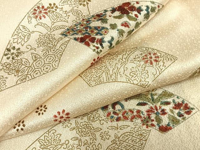 平和屋着物▽上質な小紋　単衣　地紙草花文　金彩　正絹　逸品　AAAZ1742fy