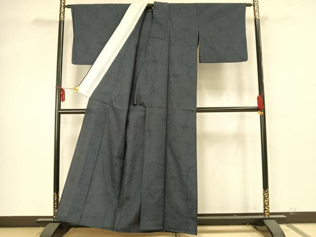 平和屋着物▽本塩沢　単衣　110亀甲　雪輪文　正絹　逸品　AAAZ1743fy_2
