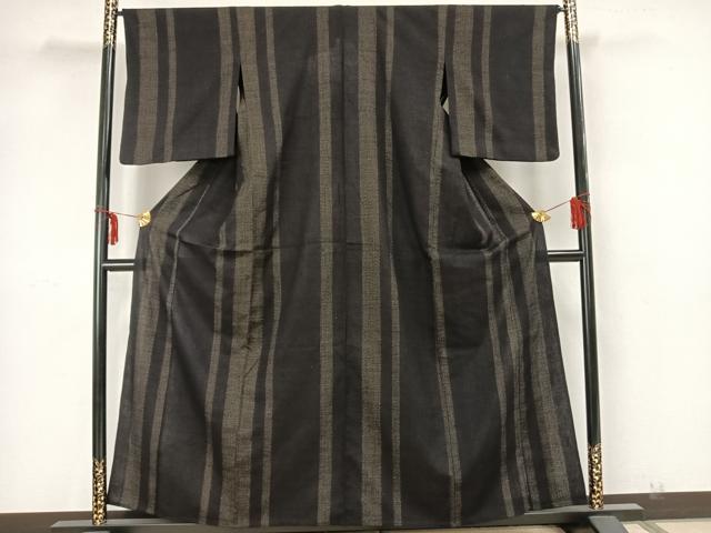 平和屋着物▽上質な紬　単衣　80亀甲　間道　正絹　逸品　AAAZ1744fy_1
