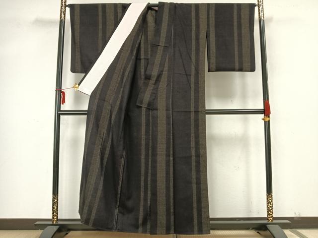 平和屋着物▽上質な紬　単衣　80亀甲　間道　正絹　逸品　AAAZ1744fy_2