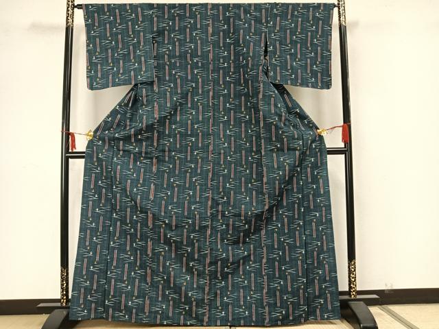 平和屋着物▽上質な紬　単衣　幾何学文様　正絹　逸品　AAAZ1747fy 平和屋着物▽上質な紬 単衣 幾何学文様 正絹 逸品 AAAZ1747fy