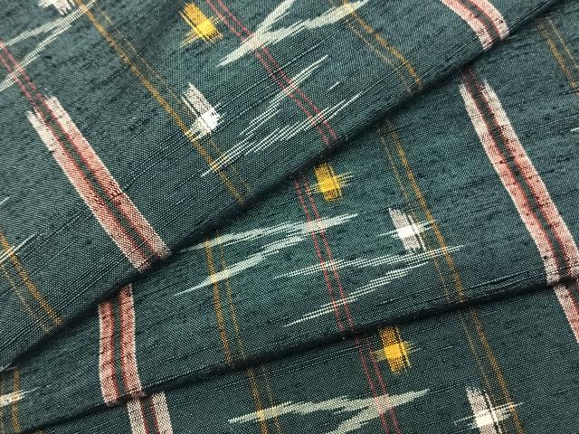 平和屋着物▽上質な紬　単衣　幾何学文様　正絹　逸品　AAAZ1747fy