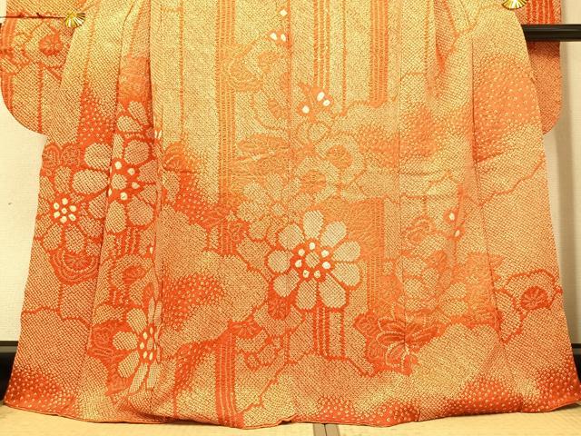 平和屋着物○豪華振袖 絞り 草花文 正絹 逸品 AAAZ1768ph