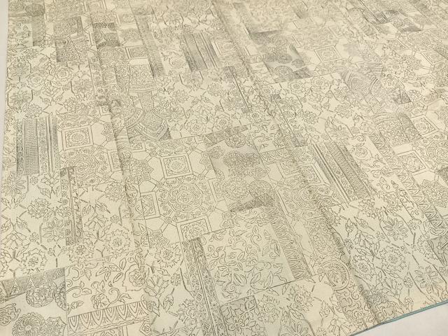 平和屋着物○上質な小紋 紬地 手描き 草花文 正絹 逸品 未使用