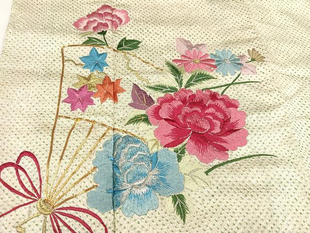 平和屋着物○豪華振袖 駒刺繍 絞り 扇面花文 金銀糸 正絹 逸品