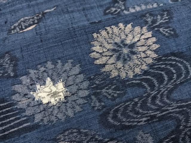 平和屋着物○小千谷紬 流水菊文 正絹 逸品 AAAZ1805ph 紬