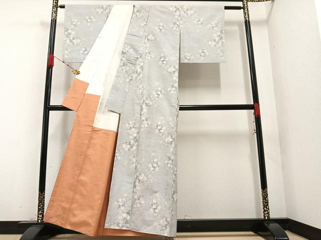 平和屋着物●上質な紬　枝梅文　正絹　逸品　AAAZ1811ph 平和屋着物○上質な紬 枝梅文 正絹 逸品 AAAZ1811ph