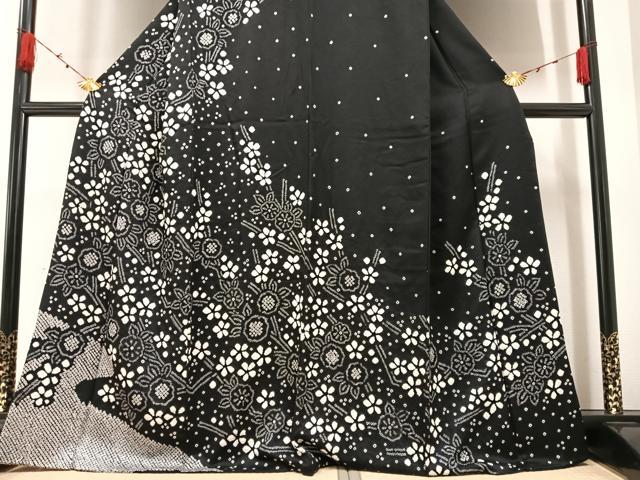 正絹訪問着　ベイズリー　暈し染め　黒地 正絹訪問着 ベイズリー 暈し染め 黒地