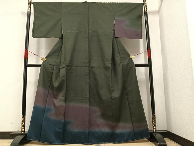 平和屋着物●菅原工房　菅原結作　漢方染紬　訪問着　紬地　霞文　暈し染め　正絹　逸品　未使用　AAAZ1827ph