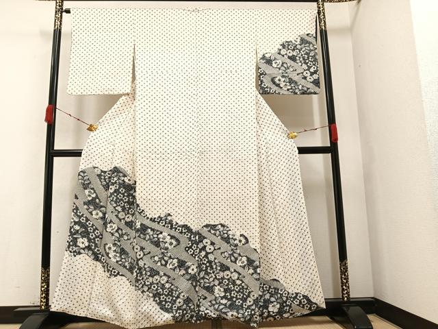 平和屋着物●訪問着　手描き　絞り　草花文　正絹　逸品　AAAZ1925ph