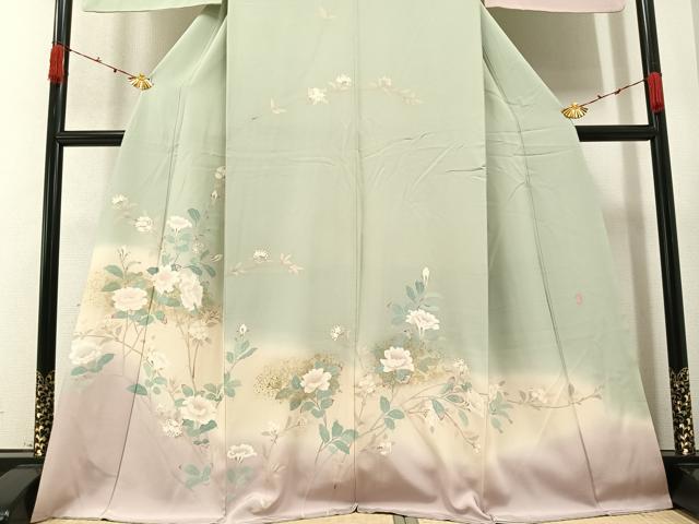 平和屋着物○訪問着 作家物 枝花文 暈し染め 金彩 正絹