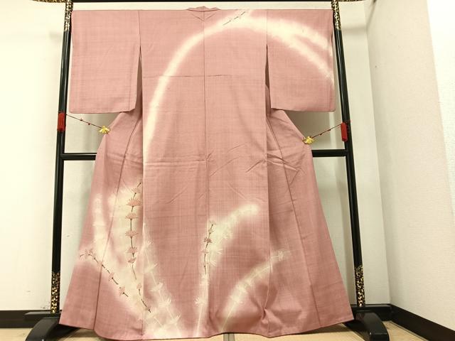 平和屋着物●訪問着　紬地　枝花文　正絹　逸品　AAAZ1936ph