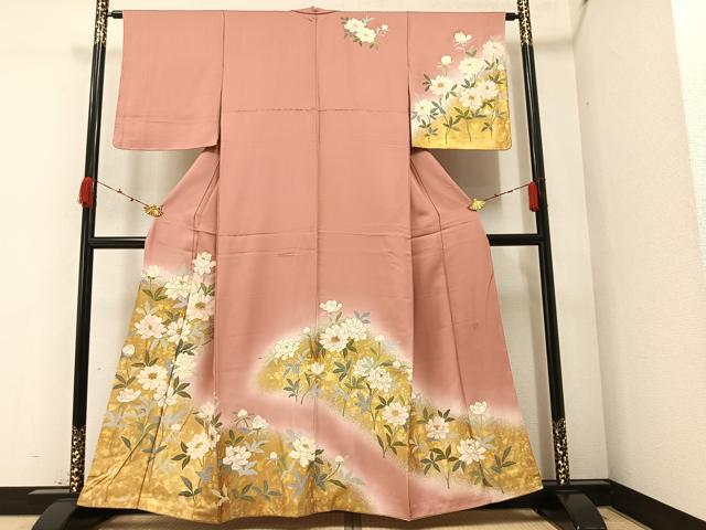 平和屋着物●訪問着　作家物　枝花文　暈し染め　金彩　正絹　逸品　未使用　AAAZ1942ph