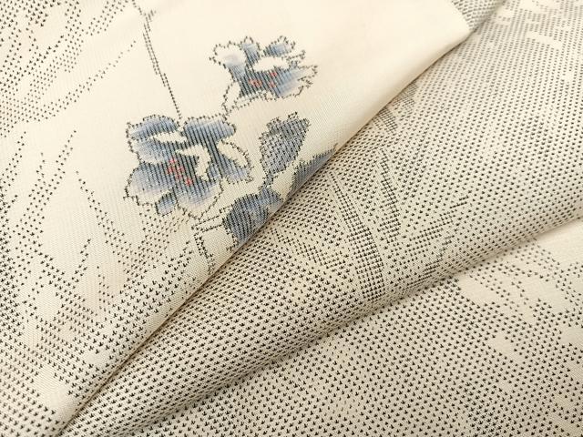 平和屋着物●本場大島紬　白大島　カタス7マルキ　総絣　草花間道　正絹　逸品　未使用　AAAZ1961ph