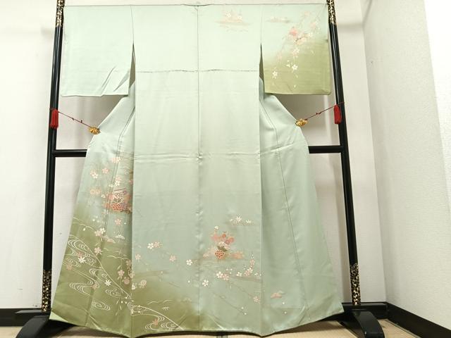 平和屋着物●訪問着　雪輪草花文　暈し染め　金彩　正絹　逸品　AAAZ1978ph