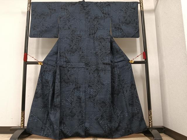 平和屋着物●本場結城紬　重要無形文化財　100亀甲　吉祥草花文　正絹　逸品　AAAZ1989ph