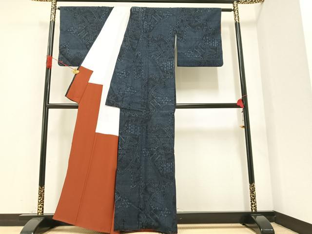 平和屋着物●本場結城紬　重要無形文化財　100亀甲　吉祥草花文　正絹　逸品　AAAZ1989ph
