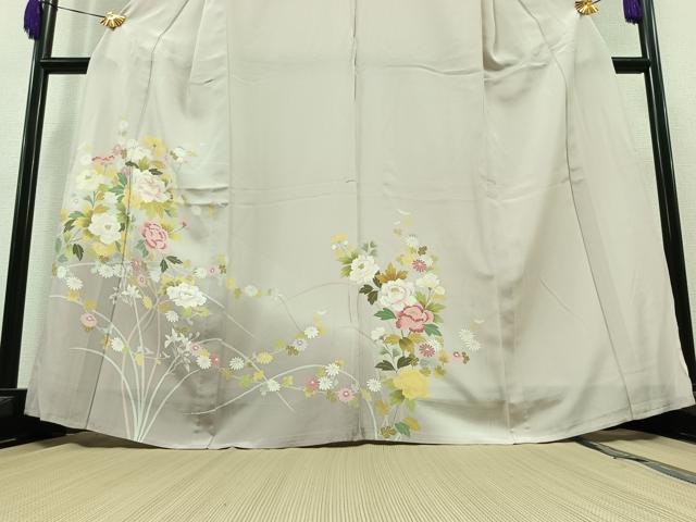 平和屋着物▽訪問着 単衣 友禅 草花文 暈し染め 正絹 逸品