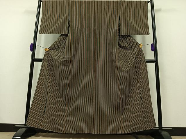 平和屋着物▽上質な小紋　単衣　間道　黒地　正絹　逸品　AAAZ2338jh 平和屋着物▽上質な小紋 単衣 間道 黒地 正絹 逸品 AAAZ2338jh 平和