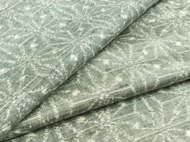 平和屋着物▽上質な紬　単衣　麻の葉文様　正絹　逸品　AAAZ2346jh