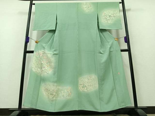 平和屋着物▽訪問着 単衣 枝花文 暈し染め 正絹 逸品