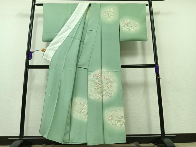平和屋着物▽訪問着　単衣　作家物　手描き　草花文　暈し染め　正絹　逸品　AAAZ2350jh 平和屋着物▽訪問着 単衣 作家物 手描き 草花文 暈し染め 正絹 逸品