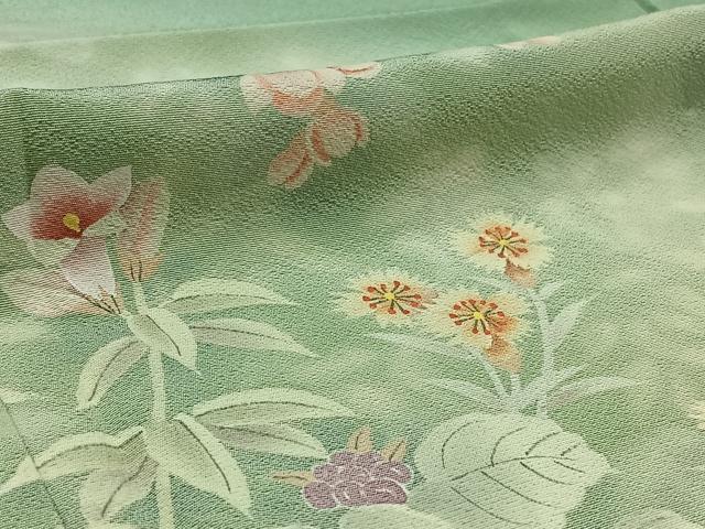 平和屋着物▽訪問着　単衣　作家物　手描き　草花文　暈し染め　正絹　逸品　AAAZ2350jh 平和屋着物▽訪問着 単衣 作家物 手描き 草花文 暈し染め 正絹 逸品