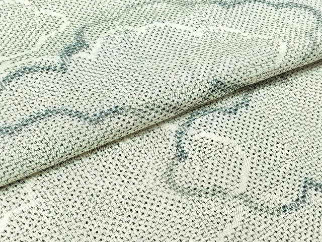 平和屋着物▽上質な紬 単衣 雲取り風景花文 正絹 逸品