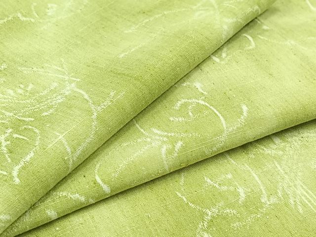 平和屋着物▽上質な紬　単衣　草花文　正絹　逸品　AAAZ2360jh