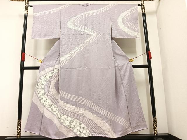 平和屋着物●訪問着　手描き　絞り　草花文　正絹　逸品　未使用　AAAZ2362ph