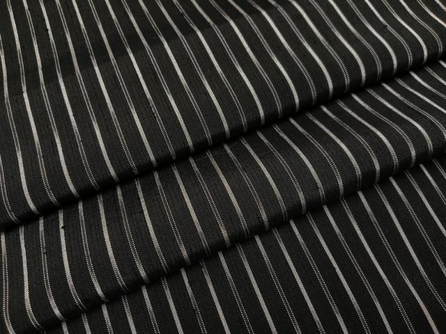 平和屋着物●上質な紬　間道　黒地　正絹　逸品　AAAZ2391ph