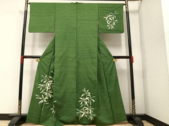 平和屋着物●訪問着　紬地　南天文　正絹　逸品　AAAZ2403ph