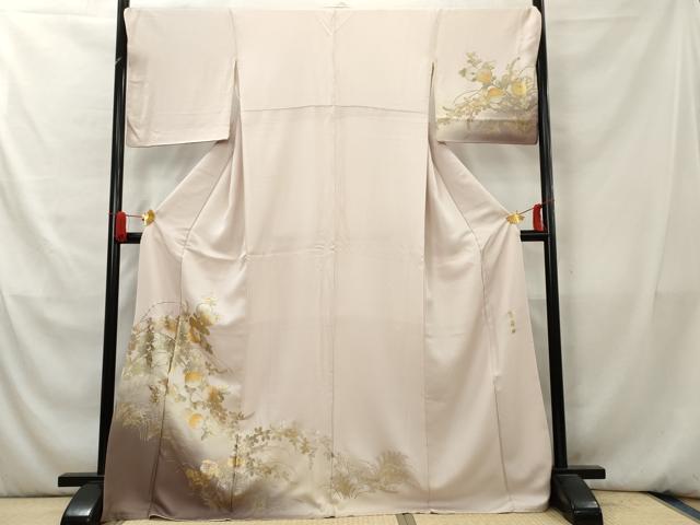 平和屋着物▼金彩友禅　卓越技能者・名工・和田光正　訪問着　枝花文　夢蒔絵　暈し染め　金銀彩　ロング丈　正絹　逸品　AAAZ2684cs